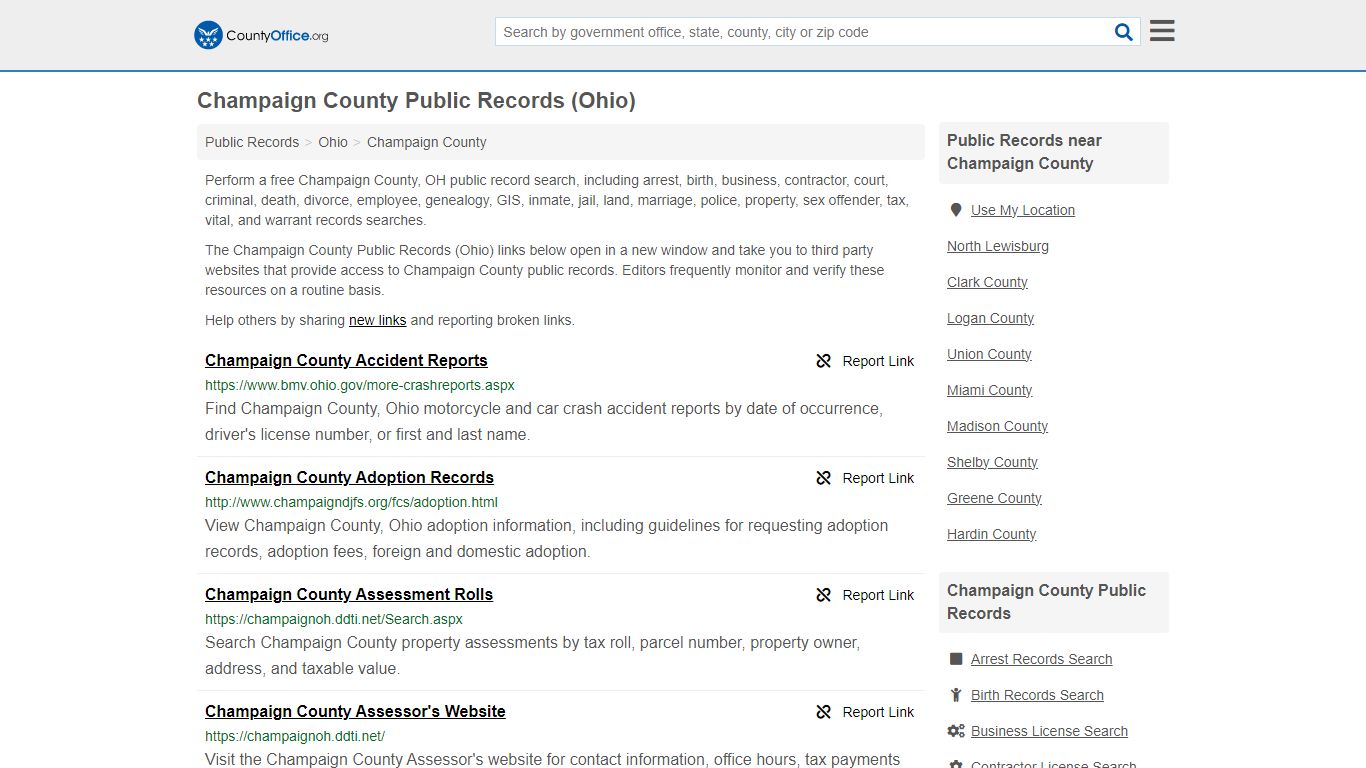 Public Records - Champaign County, OH (Business, Criminal, GIS ...
