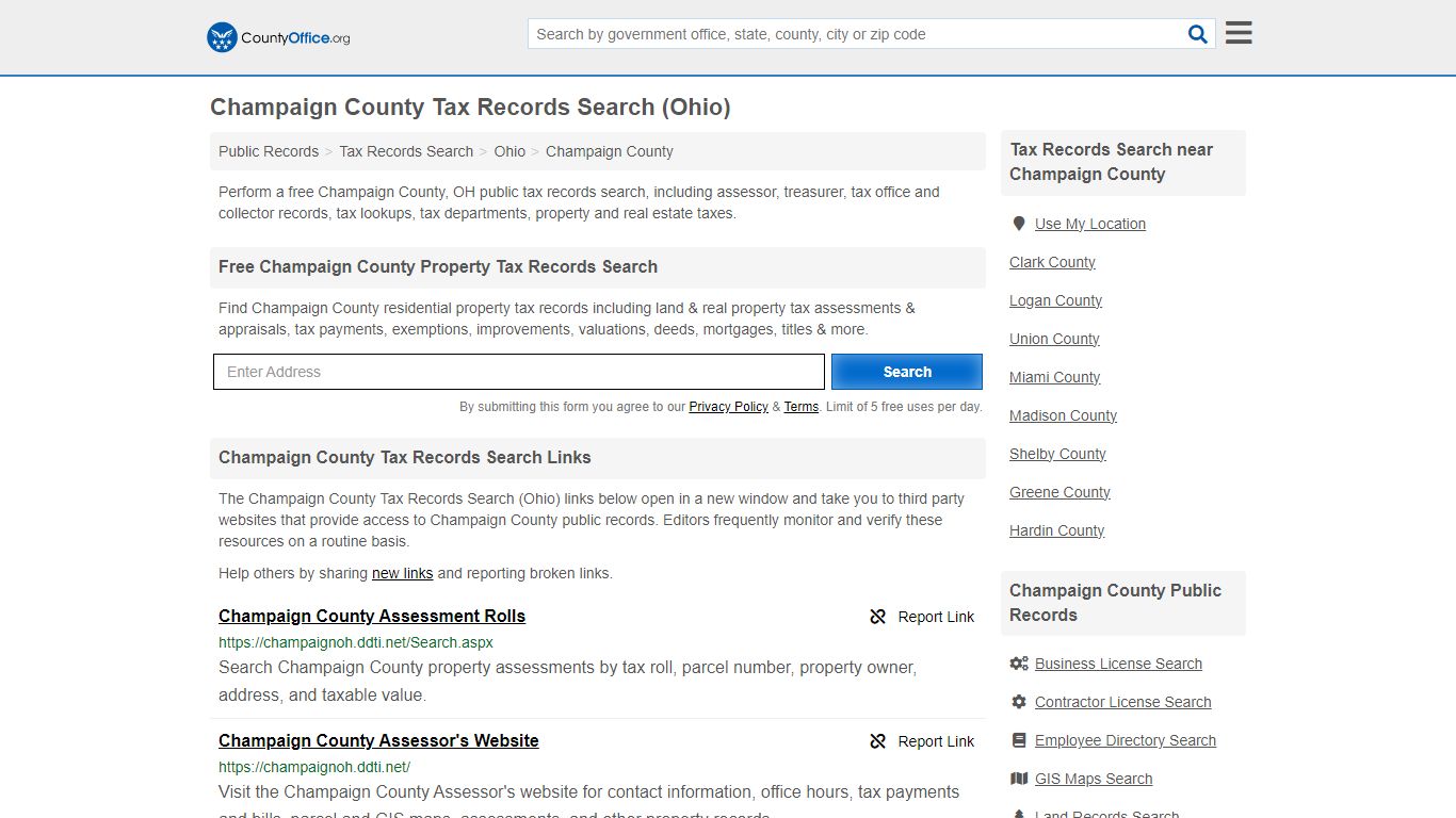 Champaign County Tax Records Search (Ohio) - County Office